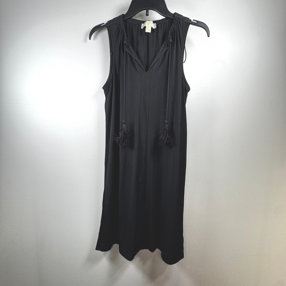 Michael Kors Black Sleeveless Tassel Tie Shift Dress Womens Small‎ LBD Party